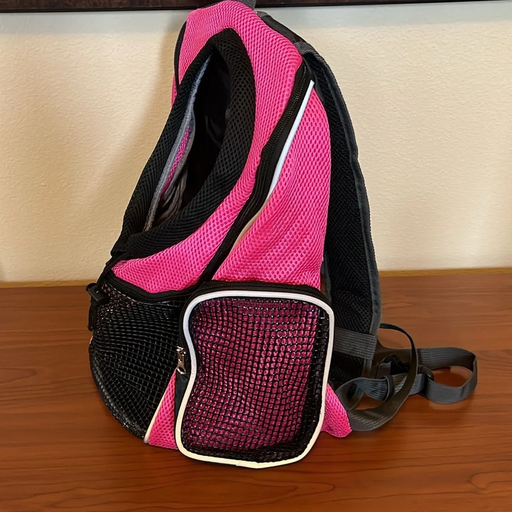 Pet Carrier Backpack, Pet Front or Back Dog/Cat Carrier, Sz Medium Pink